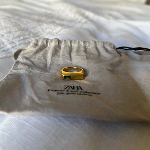 24 K gold plated Zara Ring with Green stone